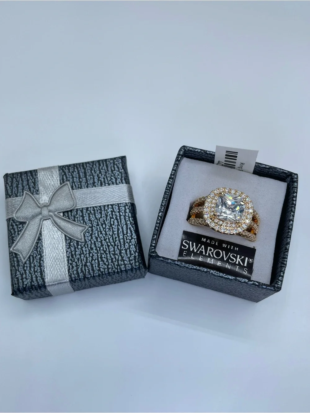Swarovski Crystal Elements White Crystal Halo Statement Bold Ring Sz 7